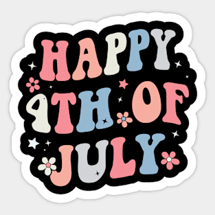 Groovy Happy 4th of July American Retro Patriotic USA Sticker